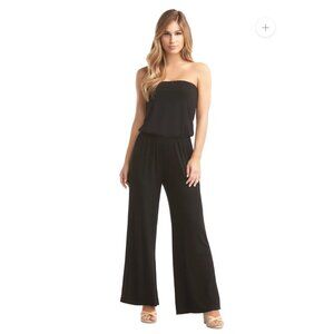 Tart Strapless Black Wide-Leg Jumpsuit Womens Elastic Waist Casual Chic Lightwei
